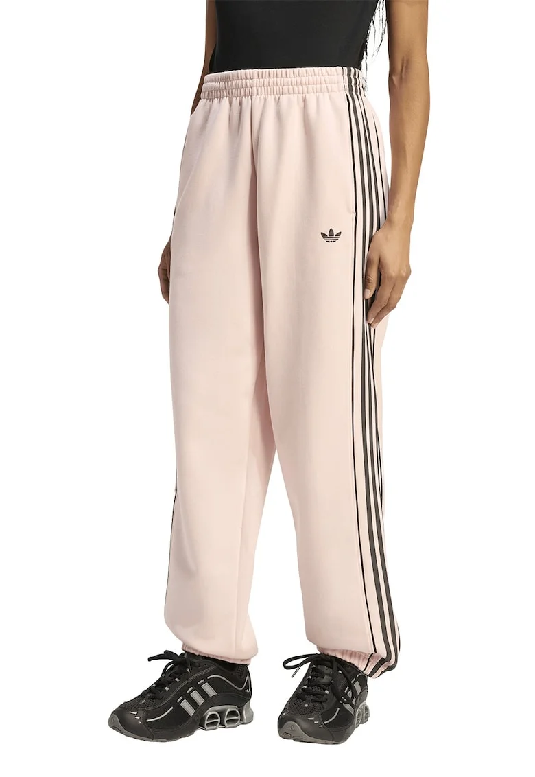 Pantaloni sport ampli drepti SST, Negru/Roz pastel