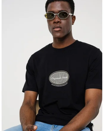 Tricou din bumbac organic cu imprimeu, Negru