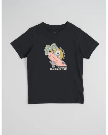 Tricou din bumbac organic cu imprimeu logo, Negru
