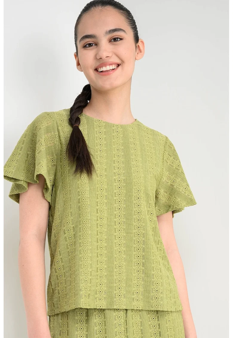 Bluza cu perforatii Cassandra, Verde deschis