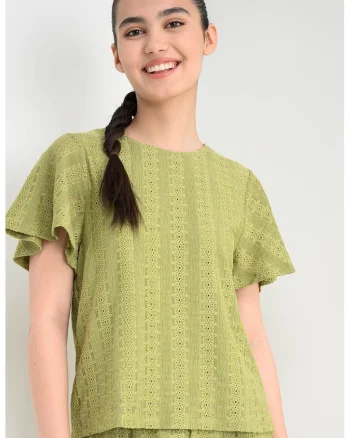 Bluza cu perforatii Cassandra, Verde deschis