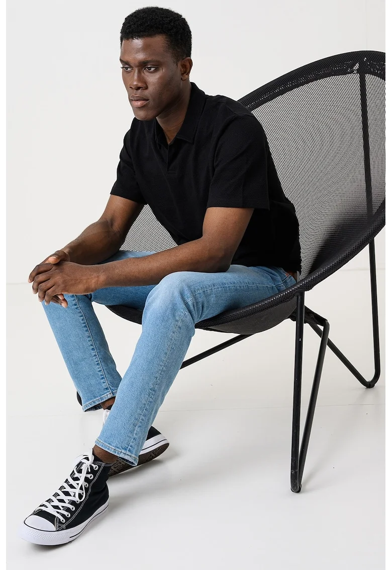 Tricou polo din bumbac Devin, Negru