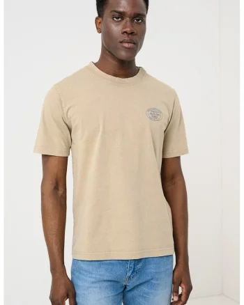 Tricou cu decolteu la baza gatului si detaliu logo, Kaki