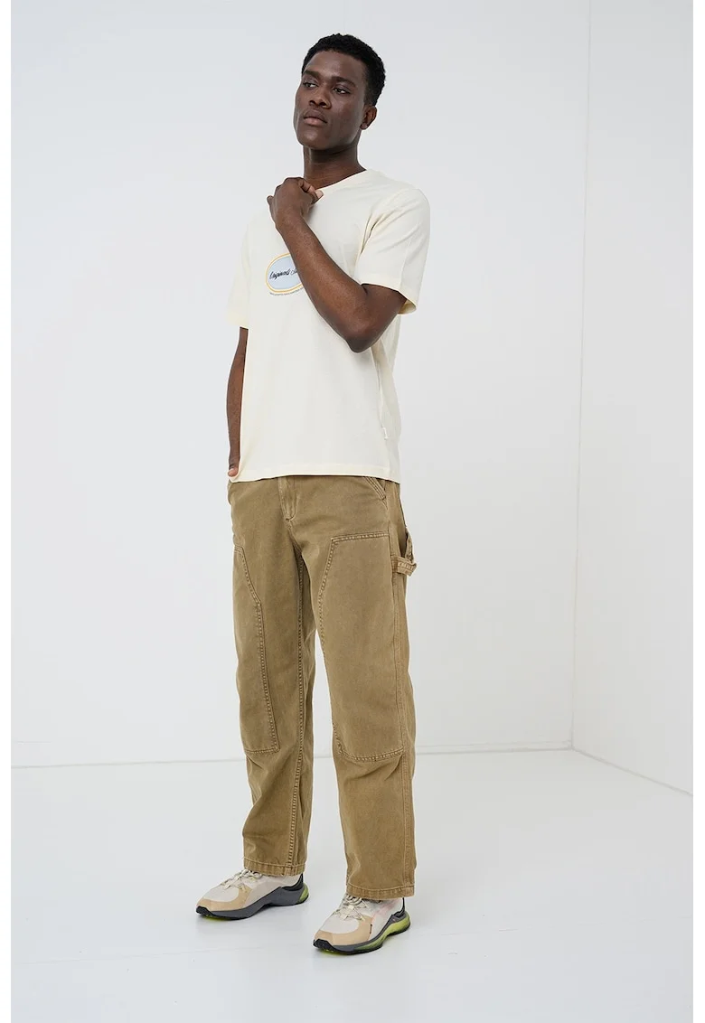 Tricou din bumbac organic cu imprimeu, Crem
