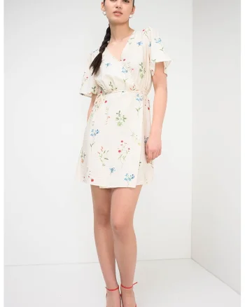 Jack & Jones, Rochie cu croiala petrecuta si imprimeu Josie, Verde/Crem