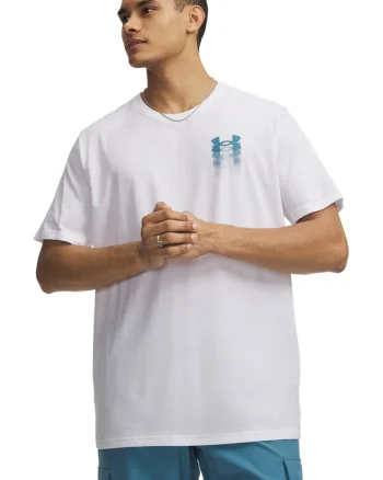 Tricou lejer cu imprimeu logo Blur, Alb/Verde petrol
