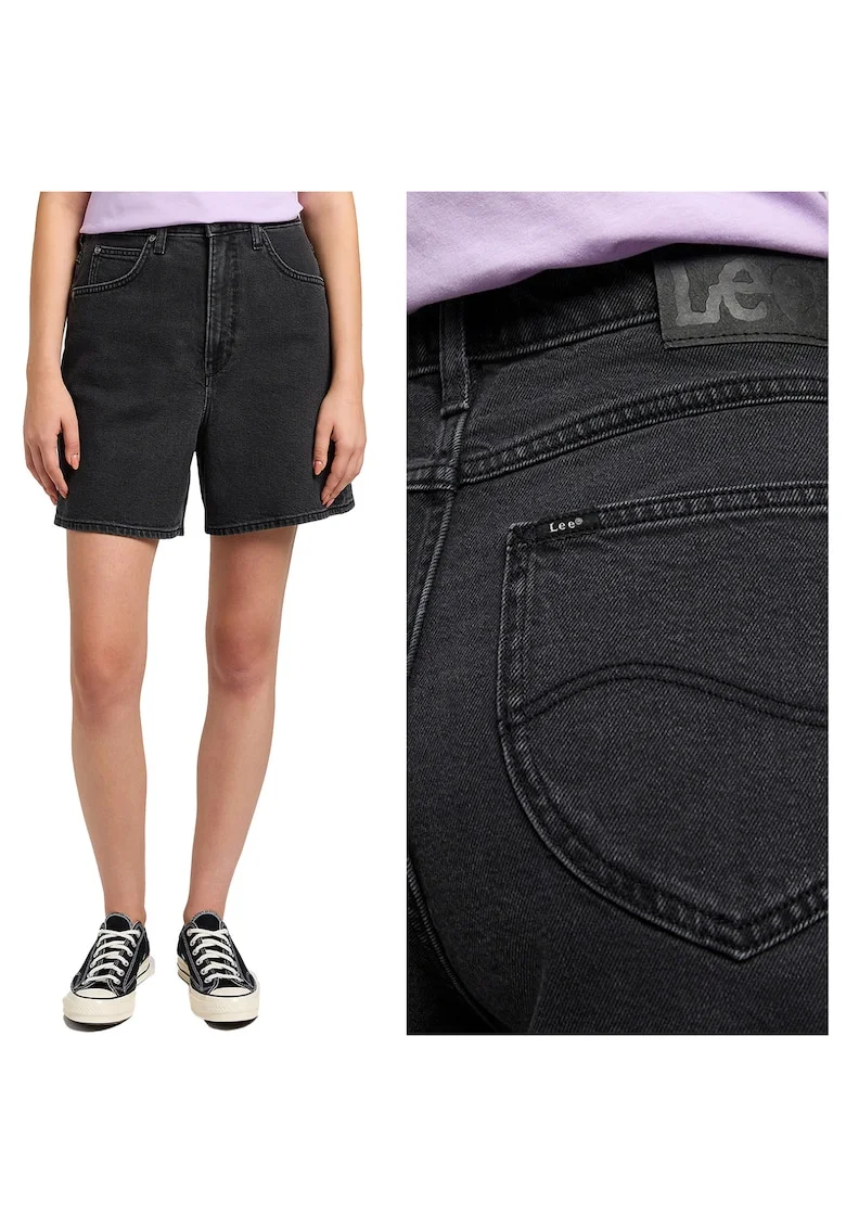 Blugi Scurti Dama,  Lee Stella Short, Regular Fit, Fermoar, Lungime Scurta, Denim Aspect, Buzunare Frontale Si La Spate, Bumbac, W28, Negru, Negru