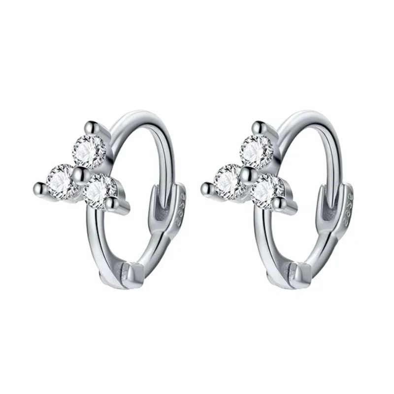 Cercei rotunzi argint 925, JW943, model floare, placati cu rodiu