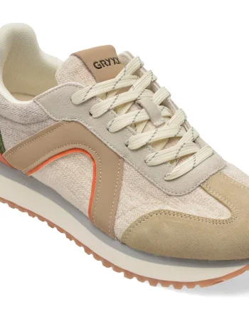 Pantofi sport GRYXX bej, 24294, din material textil si piele naturala