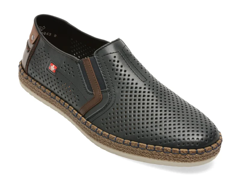 Pantofi RIEKER bleumarin, B5297, din piele naturala
