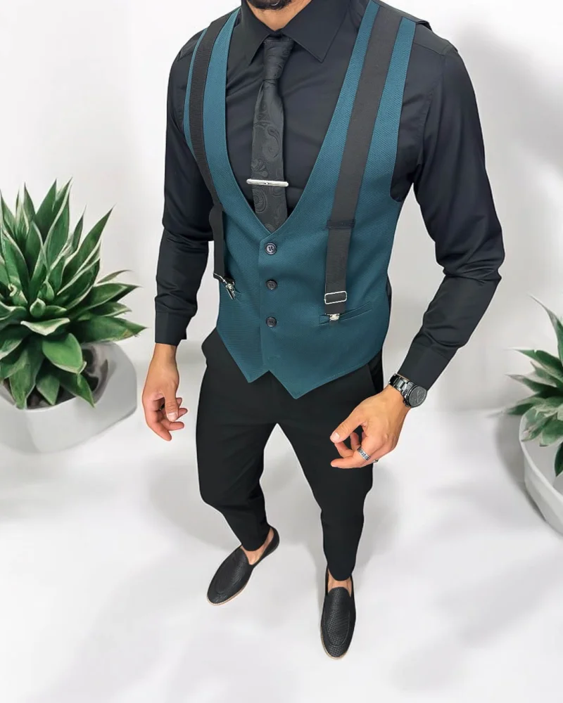 Vesta barbati eleganta slim fit  verde   13256 D2-2.3