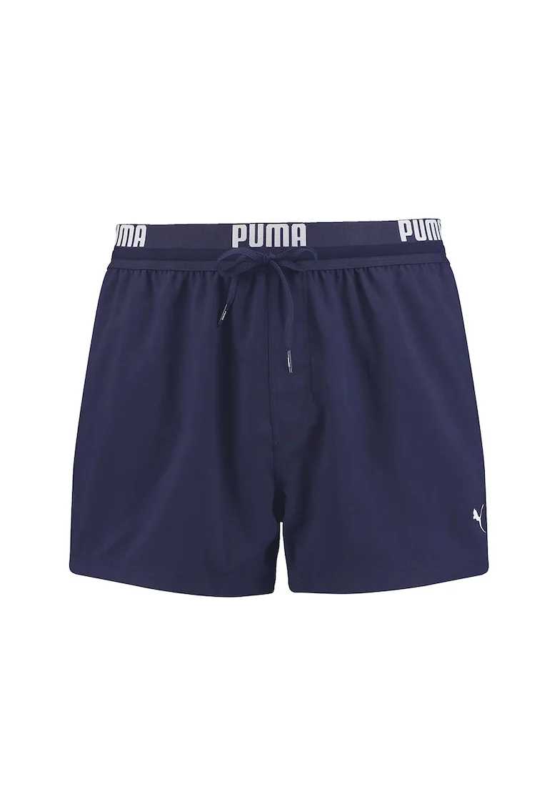 Pantaloni scurti de baie cu banda logo in talie, Alb/Bleumarin