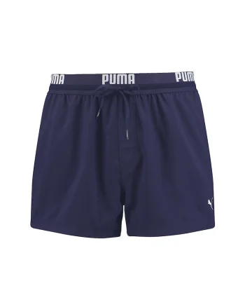 Pantaloni scurti de baie cu banda logo in talie, Alb/Bleumarin