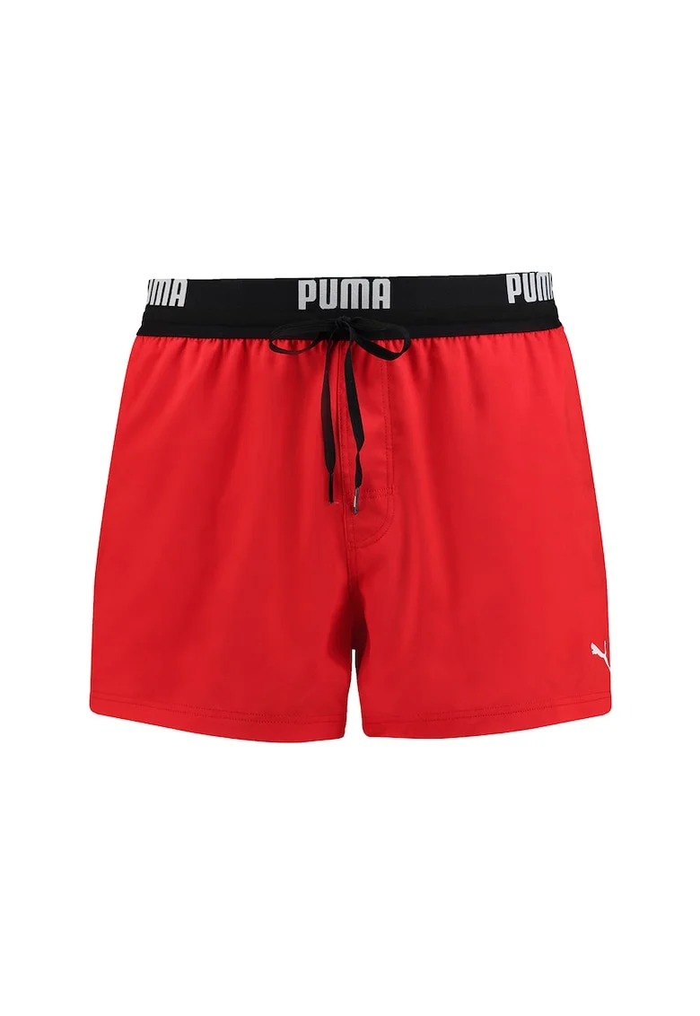 Pantaloni scurti de baie cu banda logo in talie, Rosu vermillion
