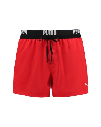 Pantaloni scurti de baie cu banda logo in talie, Rosu vermillion