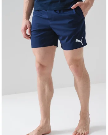 Pantaloni scurti de baie cu logo si talie elastica, Bleumarin