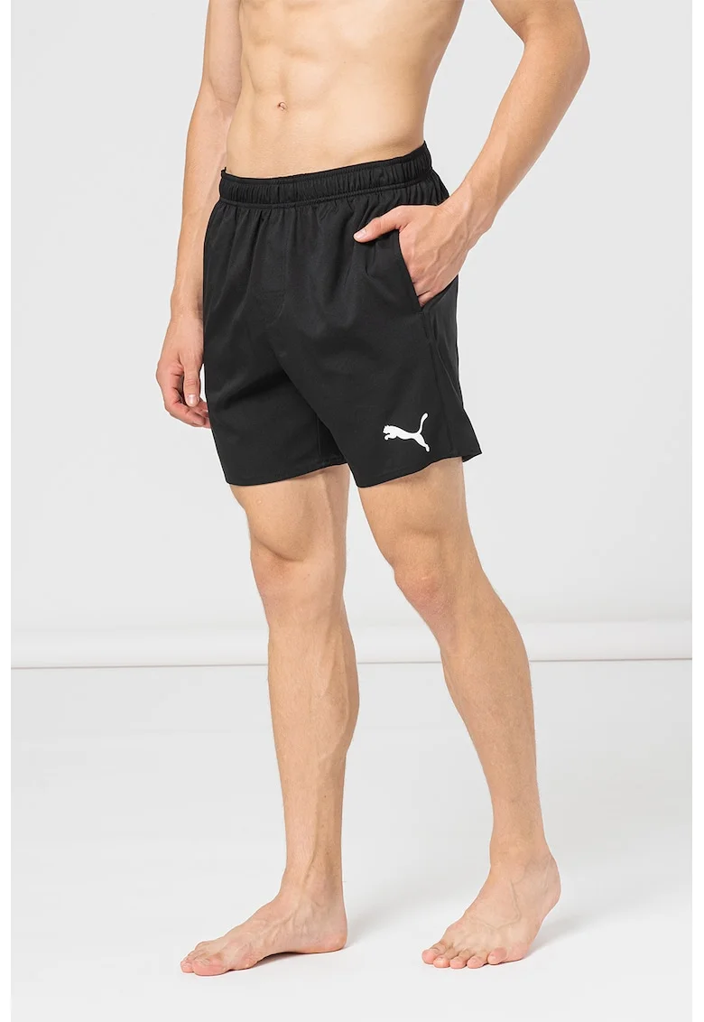 Pantaloni scurti de baie cu logo, Negru
