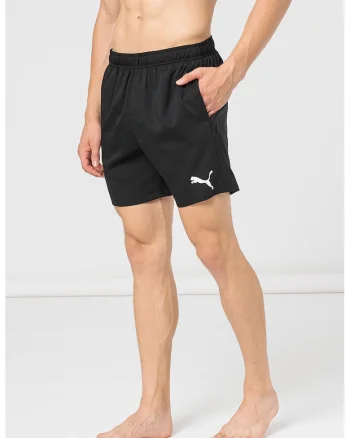 Pantaloni scurti de baie cu logo, Negru