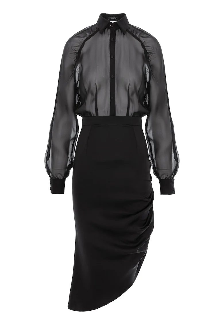 Rochie camasa din vascoza cu maneci raglan