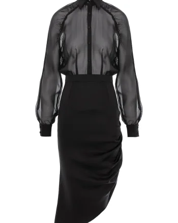 Rochie camasa din vascoza cu maneci raglan