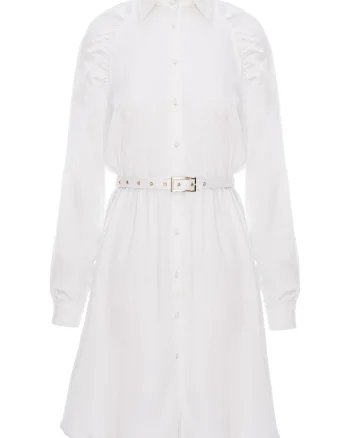 Rochie camasa midi cu maneci reglan si curea