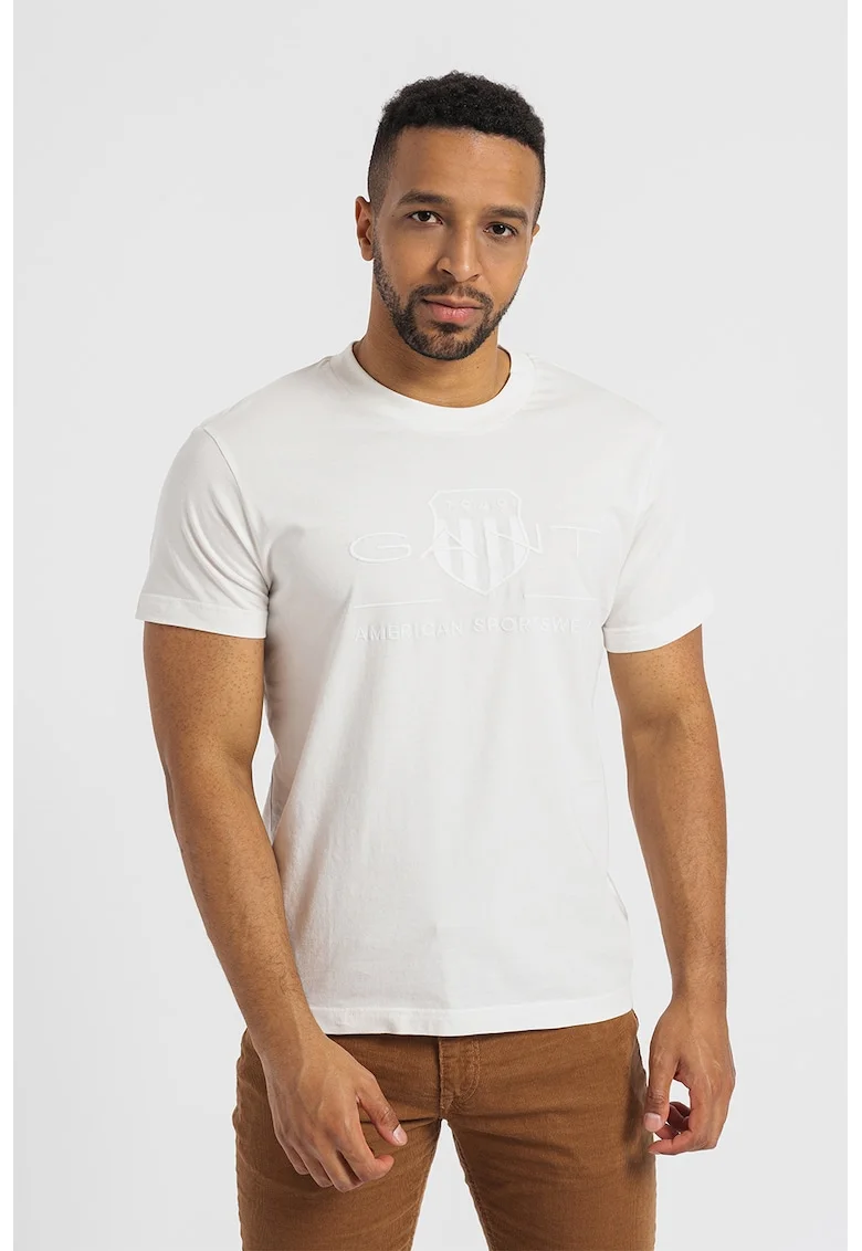 Tricou de bumbac Archive Shield, Alb