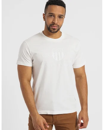 Tricou de bumbac Archive Shield, Alb