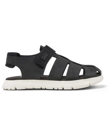 Sandalde fisherman de piele nabuc Oruga, Negru stins