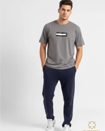 Pantaloni cu buzunare laterale, din bumbac, cu flis, pentru barbati