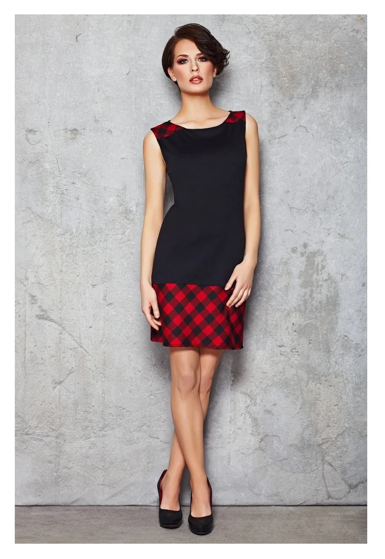 Rochie De Dama,  Model Creion In Carouri, L, Rochie Midi Cu Bretele, Rochii Elegante Office Pentru Femei, Tinuta Luxoasa, Croiala Mulata, Fabricata In Polonia, Fashion Si Stil Modern Premium