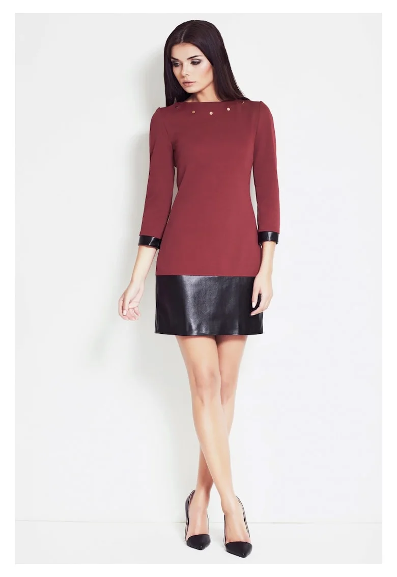 Rochie De Dama,  Model Clasic Elegant, Verde, Material Premium, Rochie Versatila De Zi Si De Seara, Tinuta Office Luxoasa Pentru Femei, Rochii Casual Rafinate, Croiala Feminina Confortabila, Fabricata In Polonia, Fashion Atractiv, Rosu