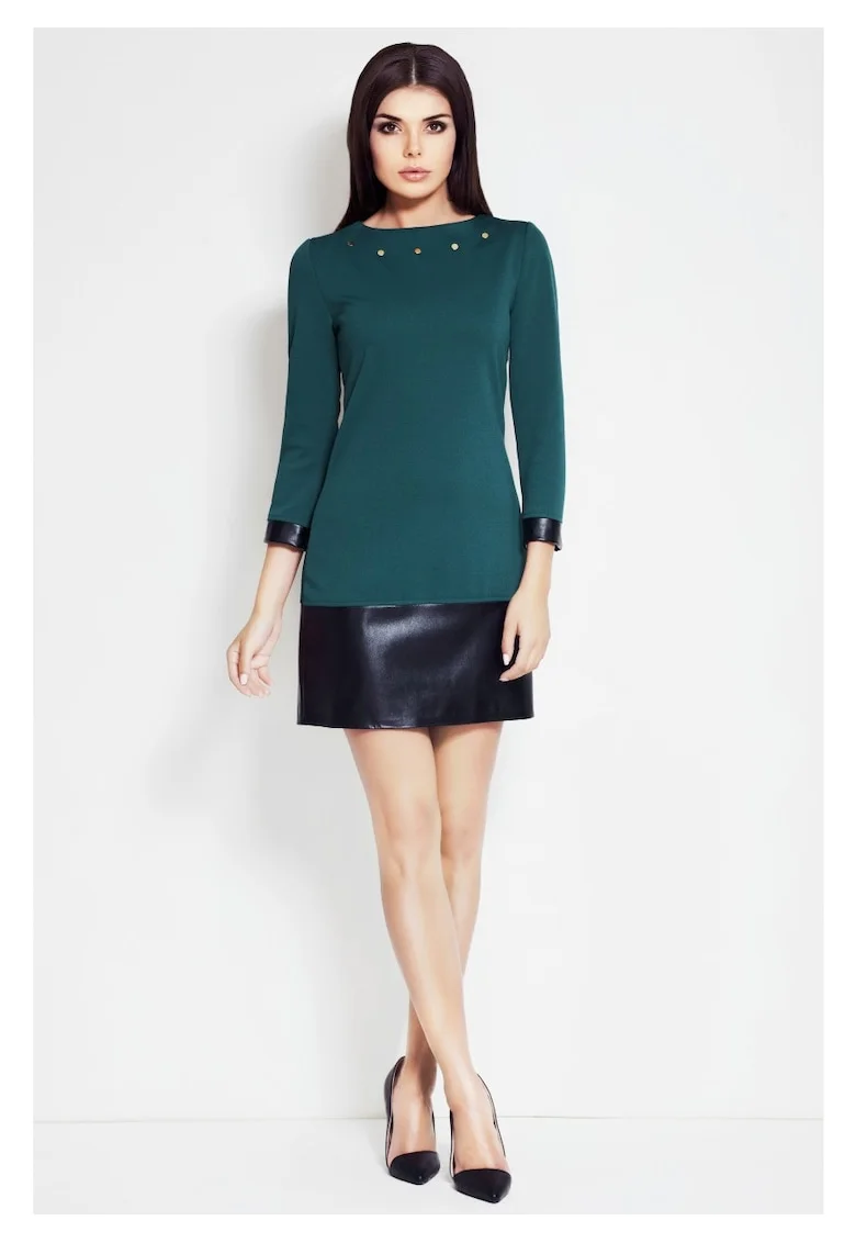 Rochie De Dama,  Model Clasic Elegant, Verde, Material Premium, Rochie Versatila De Zi Si De Seara, Tinuta Office Luxoasa Pentru Femei, Rochii Casual Rafinate, Croiala Feminina Confortabila, Fabricata In Polonia, Fashion Atractiv, Verde