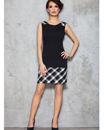 Rochie de  model creion, negru, midi, cu bretele, Negru