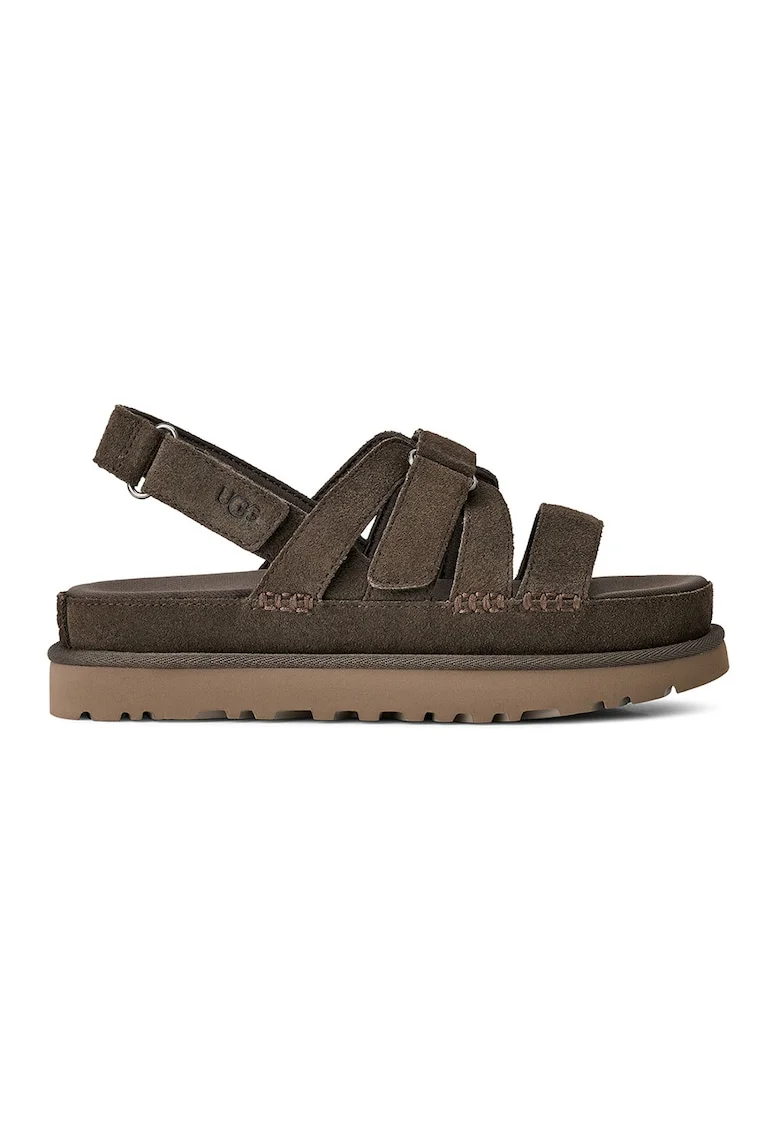 Sandale din piele intoarsa Goldenstar Gleam, Maro inchis