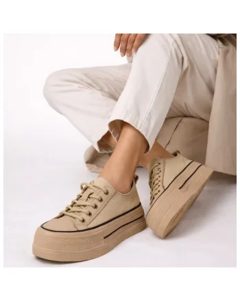 Tenisi dama,  65386 bej, piele intoarsa, Bej