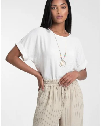 Bluza dama,  M1322, croiala lejera, decolteu rotund, alba, 100% poliester