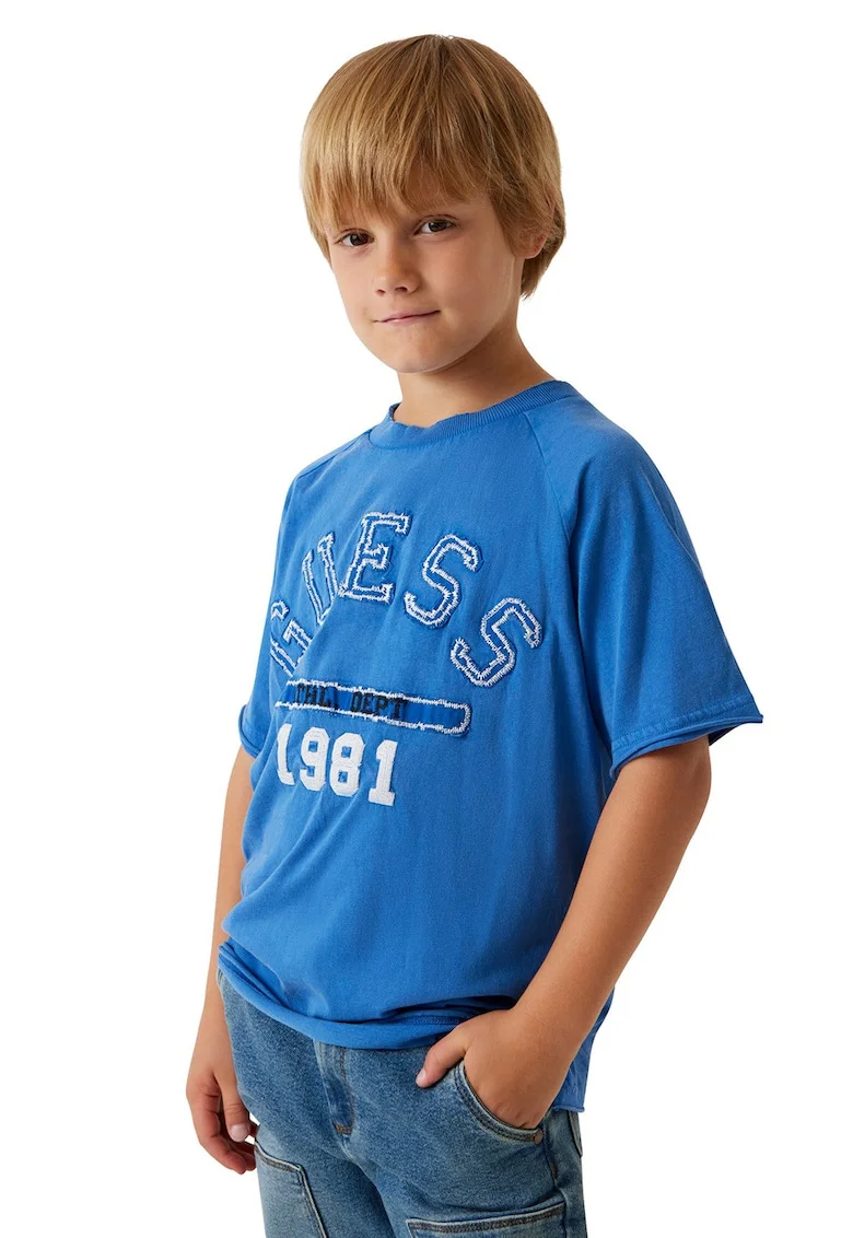 Tricou de bumbac cu logo, Albastru royal