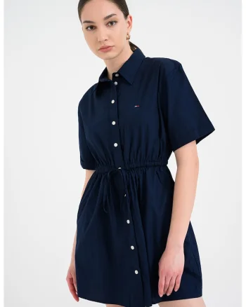 Rochie-camasa mini cu model in dungi, Bleumarin stins