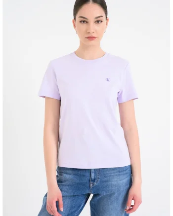 Tricou din bumbac cu logo brodat, Violet pastel