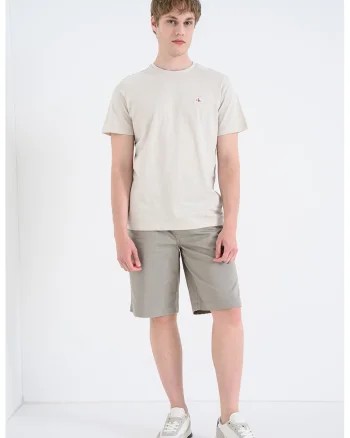 Tricou de bumbac cu logo, Bej deschis