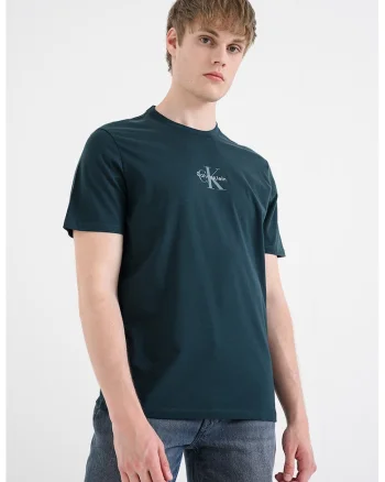 Tricou cu decolteu la baza gatului si logo, Verde englez