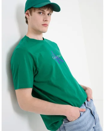 Tricou din bumbac cu imprimeu logo, Verde iarba