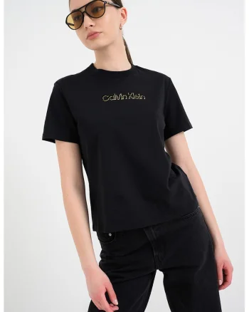 Tricou de bumbac cu logo contrastant, Black Onyx