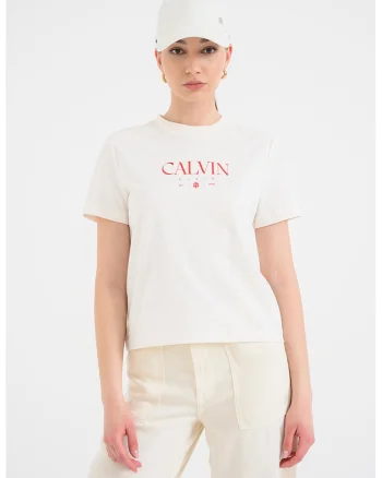 Tricou de bumbac cu imprimeu logo, Bej sampanie