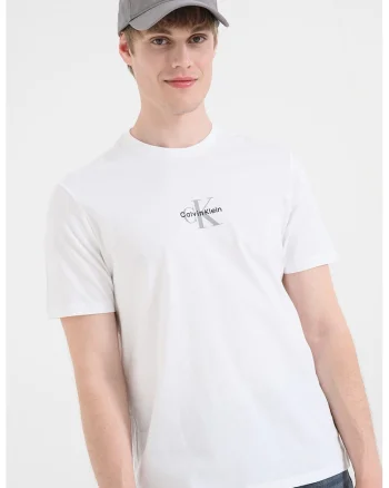 Tricou cu decolteu la baza gatului si logo, Alb optic
