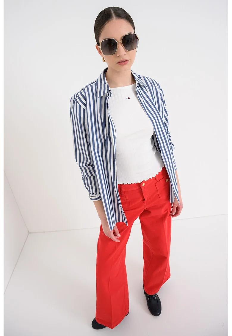 Tricou slim fit cu decolteu rotund, Alb murdar