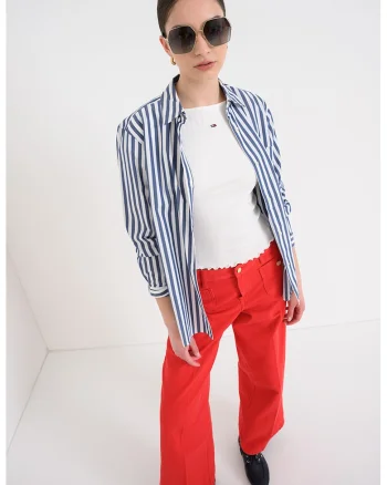 Tricou slim fit cu decolteu rotund, Alb murdar