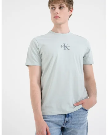 Tricou cu decolteu la baza gatului si logo, Verde masliniu pal