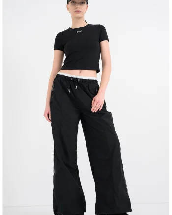 Tricou crop cu logo, Negru stins