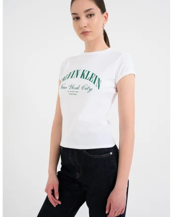 Tricou slim fit cu logo, Alb murdar